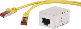 Renkforce RF-3828948 RJ45 Kabel sieciowy, kabel krosowy CAT 6 S/FTP 0.15 m żółty z zaczepami blokującymi, styki pozłacan