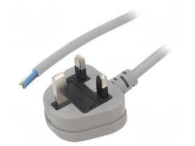 Kabel: 3x1mm2, BS 1363 (G) wtyk, 1,8m, 13A LT-318(3A) 3X1.0 GRY 1.8M END CUT