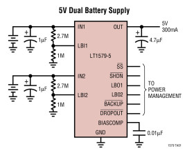 300mA Dual Input Smart Battery Backup Regulator