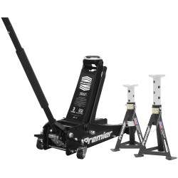 Sealey 3040ABCOMBO Trolley Jack 3t &amp; Axle Stands (Pair) 3t per Stand Combo
