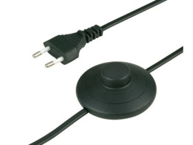 Przewód sznur przyłączeniowy z euro-wtyczką płaską i z wyłącznikiemiem nożnym, 2m, czarny / 05666