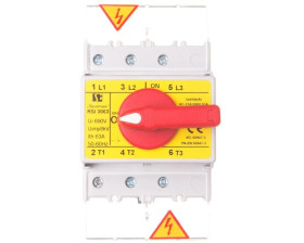 Rozłącznik izolacyjny 3P 63A z pokrętłem na rozłączniku czerwonym RSI-3063W03