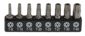 Zestaw końcówek wkrętakowych Torx, materiał Stal chromowo-molibdenowo-wanadowa, T8 do T40 x 25 mm, 8 szt.