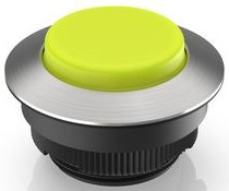 Pushbutton, illuminable, groping, waistband round, yellow, front ring stainless steel, mounting Ø 30.3 mm, 1.30.290.221/2400