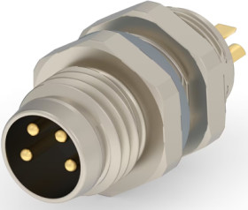 Circular connector, 4 pole, solder cup, screw locking, straight, T4032014041-000