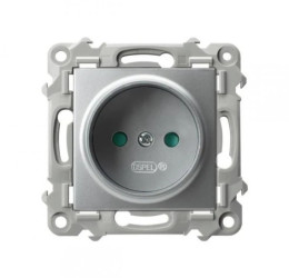 SZAFIR Gniazdo pojedyncze z przesłonami torów prądowych srebrny GP-1ZP/m/18