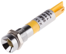 Lampka kontrolna do montażu panelowego 110V ac, Żółta 8mm LED Chrom Końcówka lutownicza RS PRO