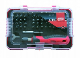 Komplet 67 cz. wkrętak, groty PCV BOX MN-14-207