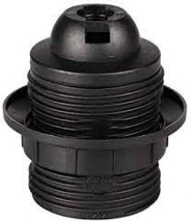 Oprawka E27 gwintowana czarna z pierścieniem