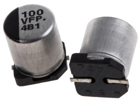 Kondensator 100μF 35V dc SMD Panasonic 6.3 (Dia.) x 7.7mm