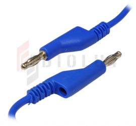 Przewód pomiarowy silikonowy niebieski 2x BANAN + gniazdo 4mm (M+F)