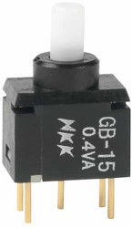 Pushbutton switch, 1 pole, white, unlit , 0.4 VA/28 V, GB15AP