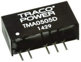 Przetwornica DC-DC, 1W, Uwe 4,5 → 5,5 V DC, Uwy ±5V dc, Iwy ±100mA, TRACOPOWER