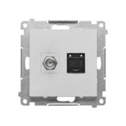 Simon 55 Gniazdo antenowe typu F” + RJ45 kat.6 (moduł) Aluminium mat TASFRJ45.01/143