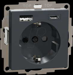 MEG2367-0414 System M, socket outlet with USB charger, anthracite