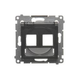 Simon 54 Pokrywa gniazd teleinformatycznych IP44 na Keystone podwójna z polem opisowym, klapka transparentna antracyt DKP2B.01/