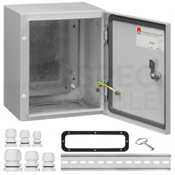 Obudowa hermetyczna rozdzielnica metalowa z płytą montażową 300x250x200 IP65 natynkowa szara NEKU