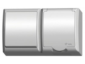 FALA Wyłącznik pojedynczy + gniazdo pojedyncze wieczko w kolorze wyrobu biały ZH-Ł1G/00/w OSPEL