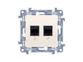 SIMON 10 Gniazdo komputerowe RJ45 kat.6 + gniazdo telefoniczne RJ11 kremowe C6T.01/41 KONTAKT SIMON