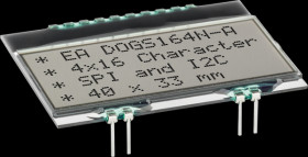 EA DOGS164N-A LCD DOG text module, 4x16 characters, H 3.2 mm, 40x33 mm, black