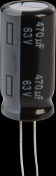 EEUFR1J471B Electrolytic capacitor, radial, 470 µF, 63 V, 105°C, low ESR