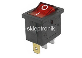 Przełącznik prost. ON/OFF 12V czerwony podś.