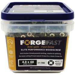 ForgeFast Pozi® Compatible Elite Performance Wood Screw ZY 4.0 x 60mm Tub 700