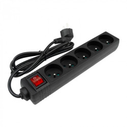 Przedłużacz 1.5m 5GN z przełącznikiem czarny CB-13084