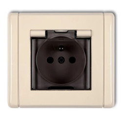 FLEXI Gniazdo bryzgoszczelne z/u (klapka dymna) beżowy 1FGPB-1zdp