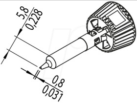 0142CDLF08A ERSADUR soldering tip, 0.8 mm, asymmetrical