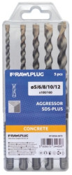 Zestaw wierteł do betonu Aggressor SDS Plus Rawlplug RT‑SDSA‑SET2 – /5 szt./