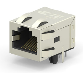 Złącze RJ45 Żeński Złącze RJ45 Montaż na płytce drukowanej Cat6 TE Connectivity, 90° 8-żyłowe