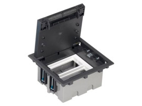 SIMON CONNECT Puszka podłogowa 2-modułowa 4x K45 gł. 93mm + SM202/9 szary grafit SF210/14 KONTAKT SIMON