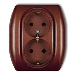 TREND Gniazdo podwójne z/u SCHUKO brązowy metalik 9GP-2sp