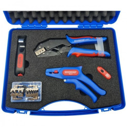 Zestaw walizkowy narzędzi do obróbki kabli 025-6mm2 / ZACISKARKA + MATRYCE + ŚCIĄGACZ IZOLACJI + / WIHA WEICON ENERGOTYTAN W169