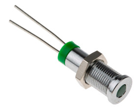 Lampka kontrolna do montażu panelowego 2V dc, zielona 6mm LED Chrom RS PRO