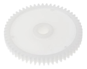 Koło zębate walcowe, moduł: 1, l.zębów: 56, śr. piasty: 18mm, śr. otworu: 8mm, POM