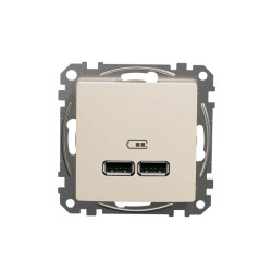Gniazdo ładowania USB typ A+A 2,4A, beżowe, Sedna Design i Elements SDD112401