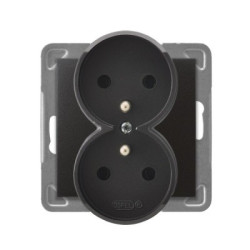 IMPRESJA Gniazdo podwójne z uziemieniem antracyt GP-2YRZ/m/50