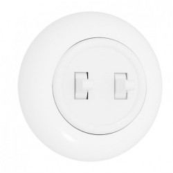 Włącznik światła podwójny podtynkowy IP20 biały z okragłą ramką 10A 250V LOFTICA