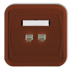 LIZA Gniazdo telefoniczne podwójne 2xRJ11, 4-stykowe brązowy 4GLT-2