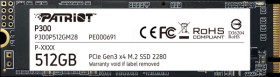 P300P512GM28 Patriot P300 NVMe SSD, 512 GB
