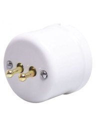 CERAMICZNY WŁĄCZNIK NATYNKOWY DWUTOROWY DŹWIGNIOWY BIAŁY CWNT2DW