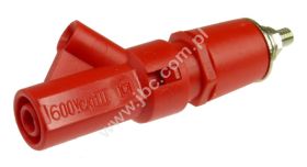 3254-F-RT Gniazdo bezpieczne 4mm, przyłącze M4, dodatkowy boczny otwór do dodatkowych połączeń, 36A, czerwone, ELECTRO-PJP, 3254