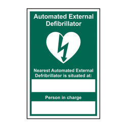 Znak warunków bezpieczeństwa, Winyl, Zielony/biały, "Automated External Defibrillator