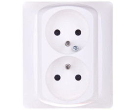 SISTENA LIFE Gniazdo podwójne z/u z przesłonami arctic 771038