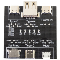Tester kabli USB - Test zasilania i transmisji danych Lightning, USB-C, Micro USB