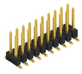 Pin header, 20 pole, pitch 2.54 mm, angled, black, 10049688