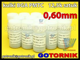 Kulki BGA PMTC 0,60mm Sn96.5Ag3Cu0.5 bezołowiowe 12,5k sztuk