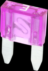 Automotive flat fuse, 3 A, 32 V, purple, (L x W x H) 11.1 x 3.9 x 16.2 mm, F7003